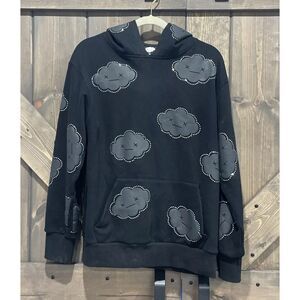 Scubieee‎ Full Rhinestone Puff Print Heavyweight Hoodie Black Silk Hood Size M